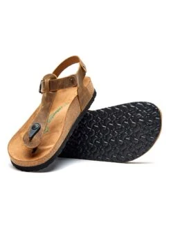 Leder-Zehensandalen In Hellbraun -Sandalen Verkauf comfortfusse leder zehensandalen in hellbraun 3