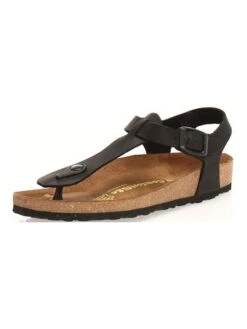 Leder-Zehensandalen In Schwarz
