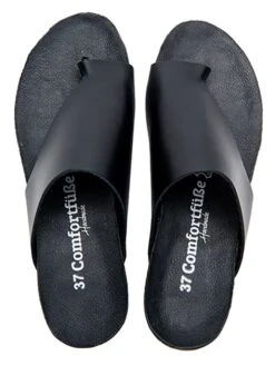 Leder-Zehentrenner In Schwarz -Sandalen Verkauf comfortfusse leder zehentrenner in schwarz 4