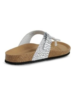 Geox Leder-Zehentrenner "Brionia" In Silber -Sandalen Verkauf geox leder zehentrenner brionia in silber 3