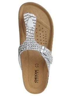 Geox Leder-Zehentrenner "Brionia" In Silber -Sandalen Verkauf geox leder zehentrenner brionia in silber 4