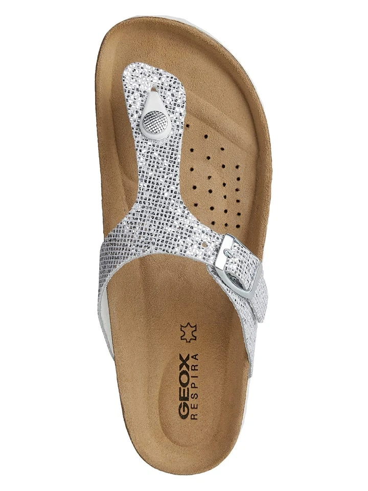 Geox Leder-Zehentrenner In Silber 5 Geox Leder-Zehentrenner In Silber – Bild 5