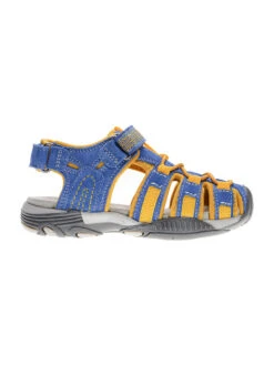 Leder-Halbsandalen In Blau/ Orange -Sandalen Verkauf lamino leder halbsandalen in blau orange 2