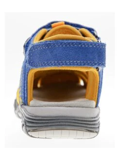 Leder-Halbsandalen In Blau/ Orange -Sandalen Verkauf lamino leder halbsandalen in blau orange 3