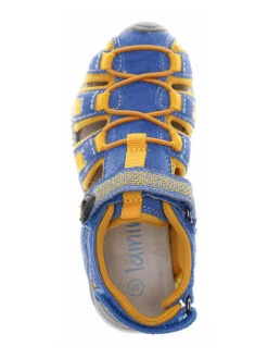 Leder-Halbsandalen In Blau/ Orange -Sandalen Verkauf lamino leder halbsandalen in blau orange 4