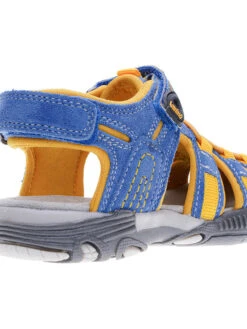 Leder-Halbsandalen In Blau/ Orange -Sandalen Verkauf lamino leder halbsandalen in blau orange 6