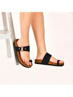 Leder-Zehentrenner In Dunkelblau -Sandalen Verkauf moosefield leder zehentrenner in dunkelblau 3