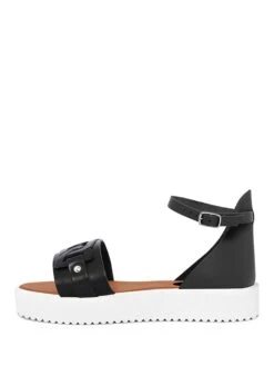 Leder-Sandalen In Schwarz